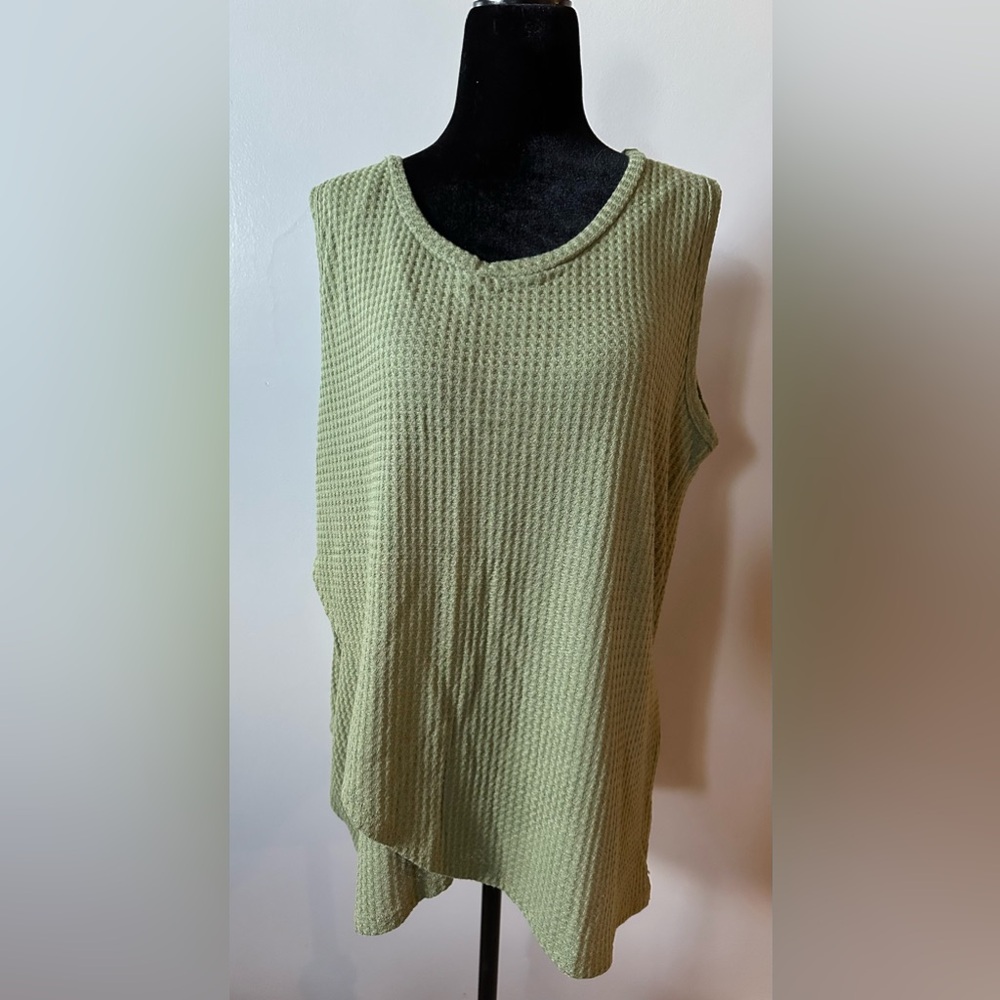 Green Waffle Knit Top